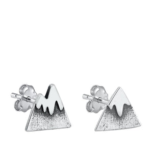 Silver mountain peaks stud earrings