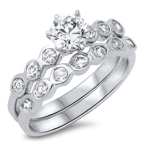 Sterling silver wedding ring set sizes 4-10