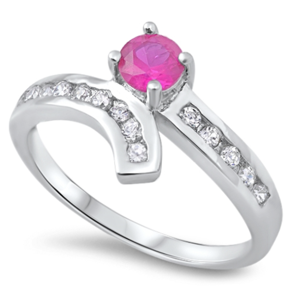 Womens brilliant round cut red ruby solitaire ring 