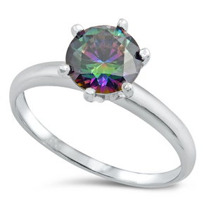 Womens rainbow engagement solitaire ring