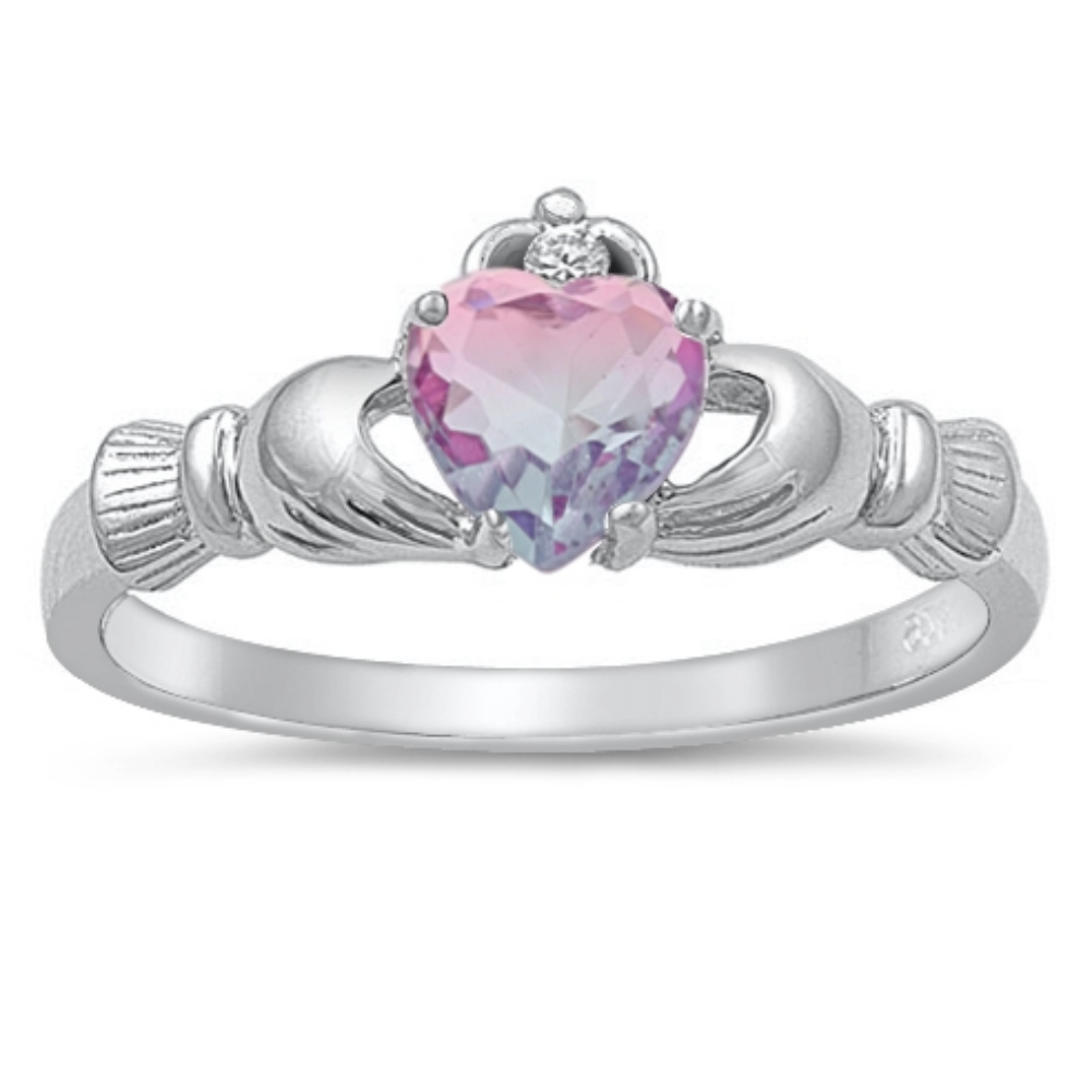 Pink Purple Heart Claddagh Ring