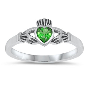 Green emerald heart ring