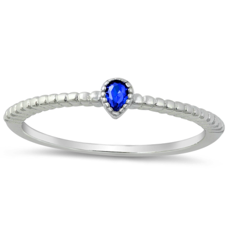 Womens and childs pear shaped blue sapphire ring