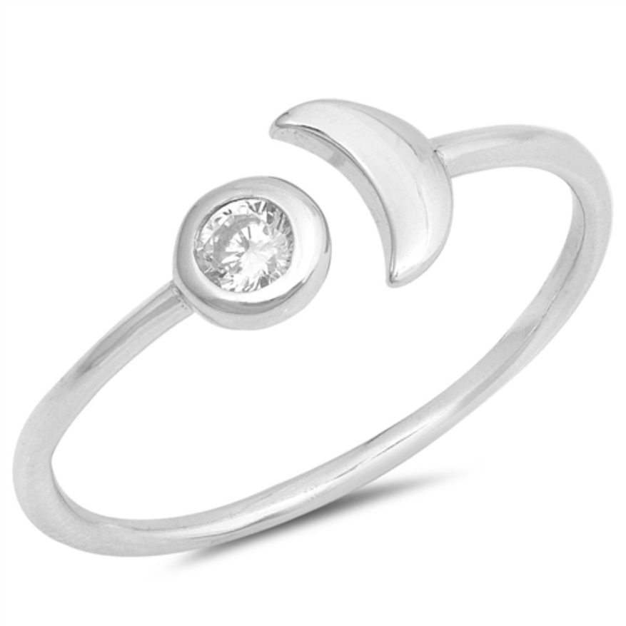 Womens and girls moon and star ring