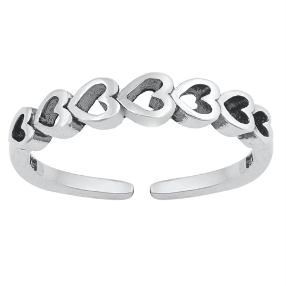 Silver sideways heart adjustable size ring