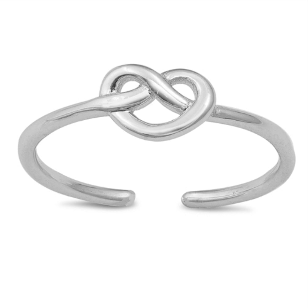 Silver pretzel heart adjustable ring