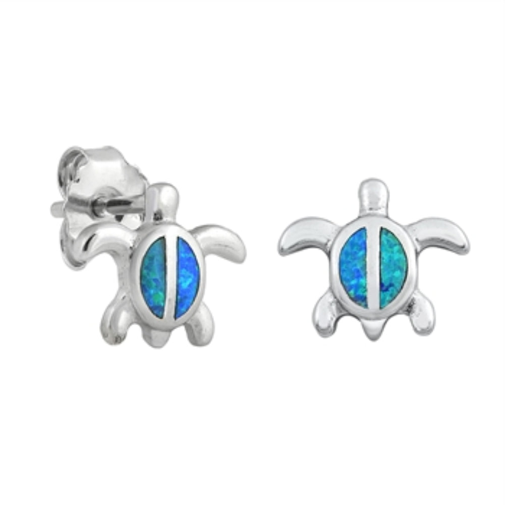 Blue opal turtle earrings