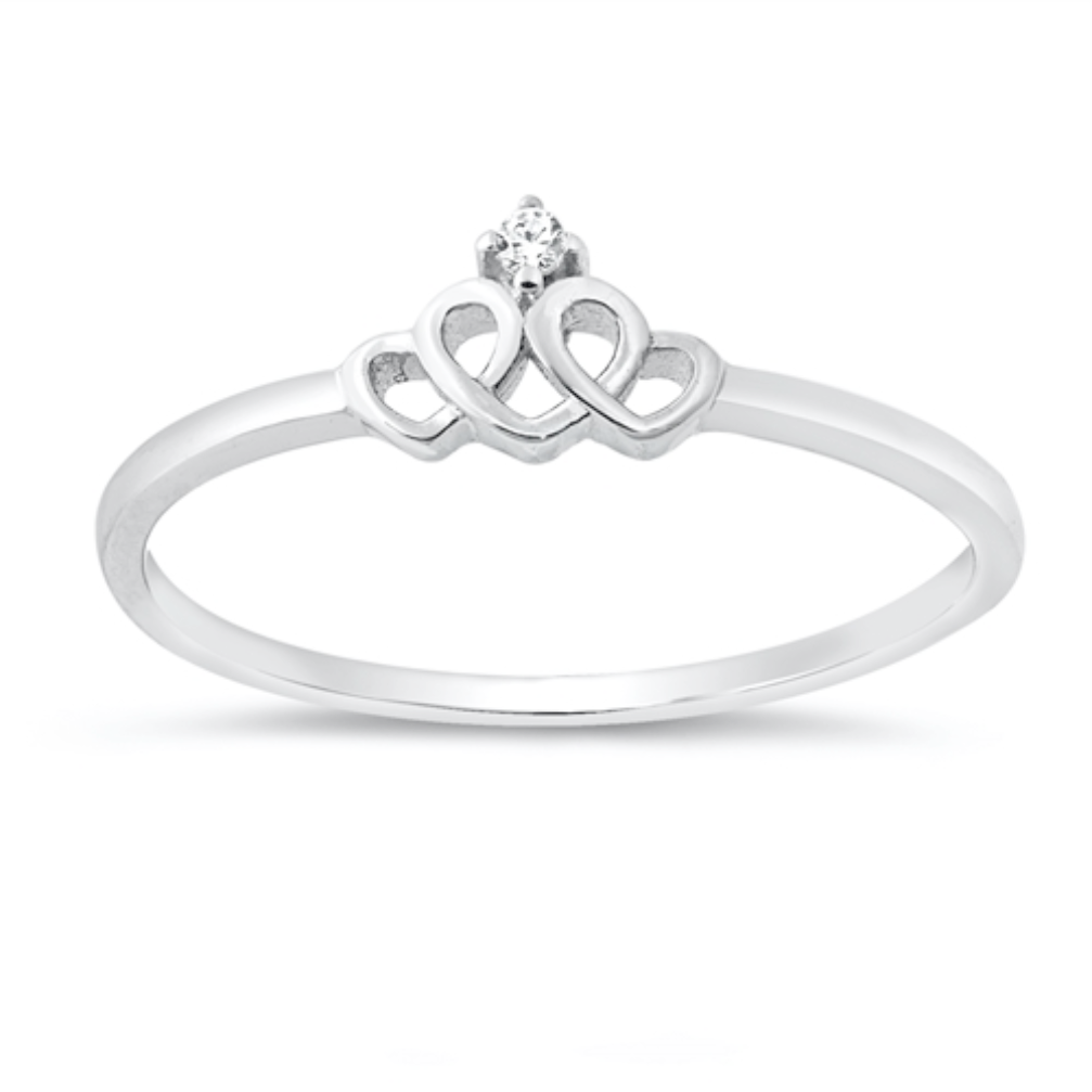 Womens and girls heart crown ring
