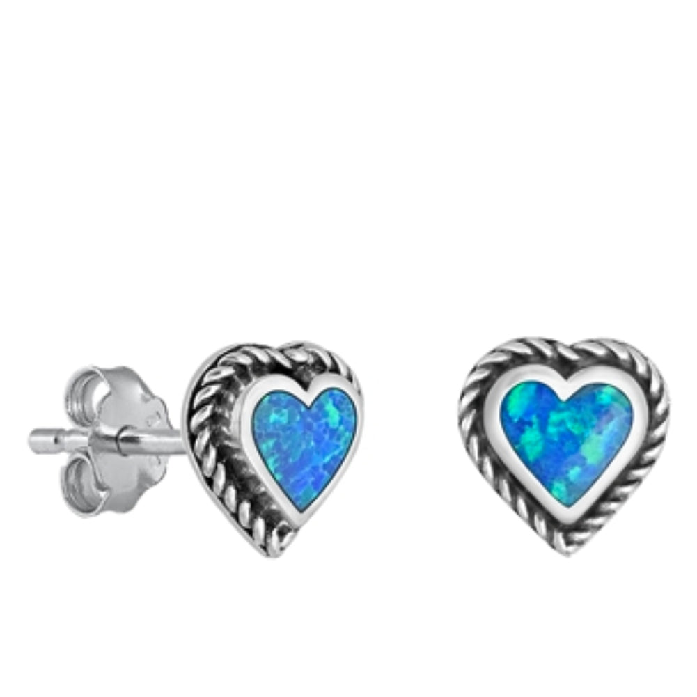 Blue opal heart earrings