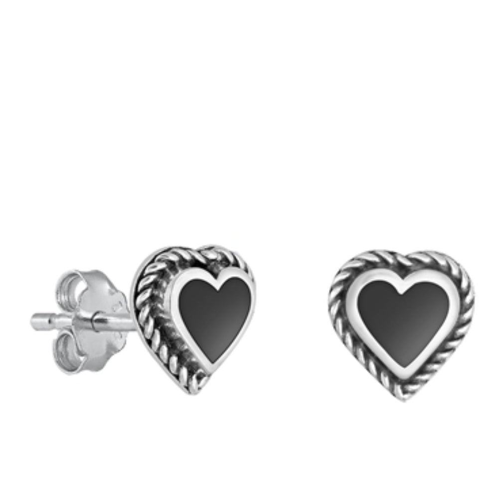 Black agate heart earrings