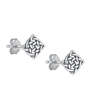 Silver Celtic box knot stud earrings