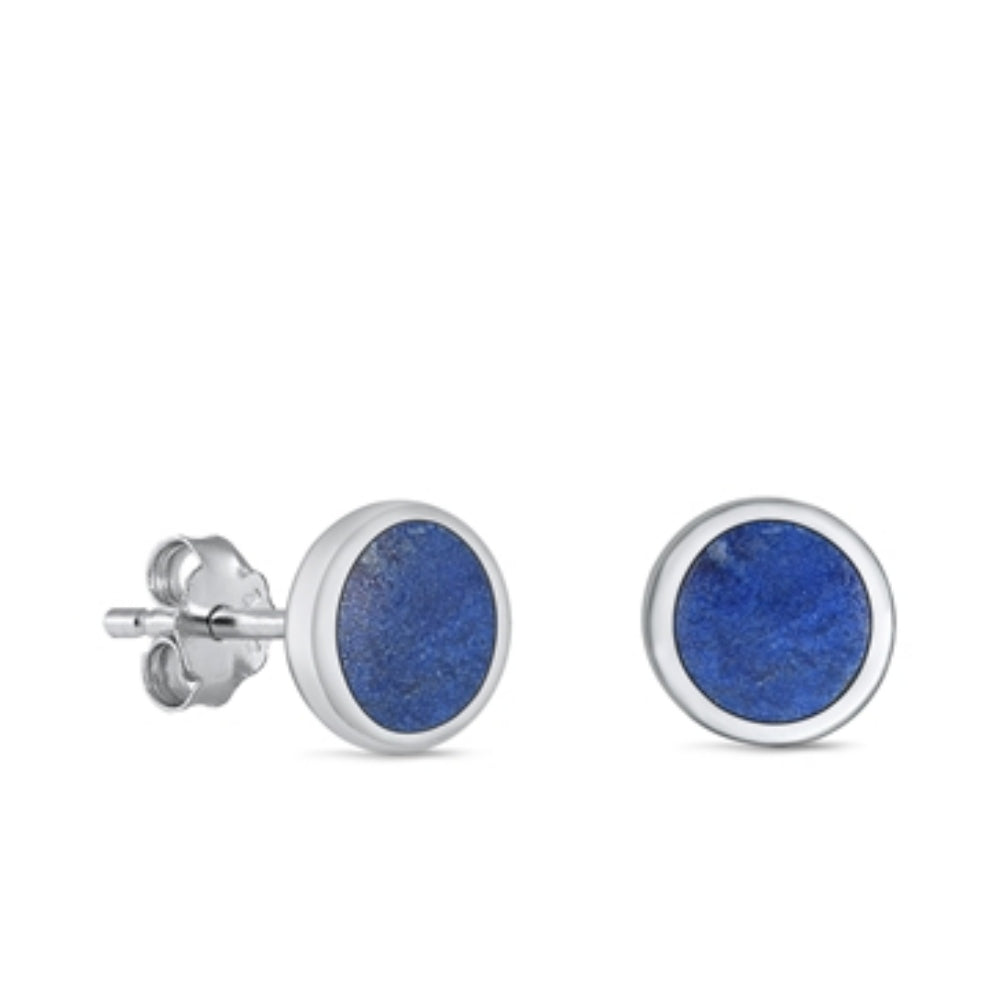 Blue lapis lazuli circle stud earrings