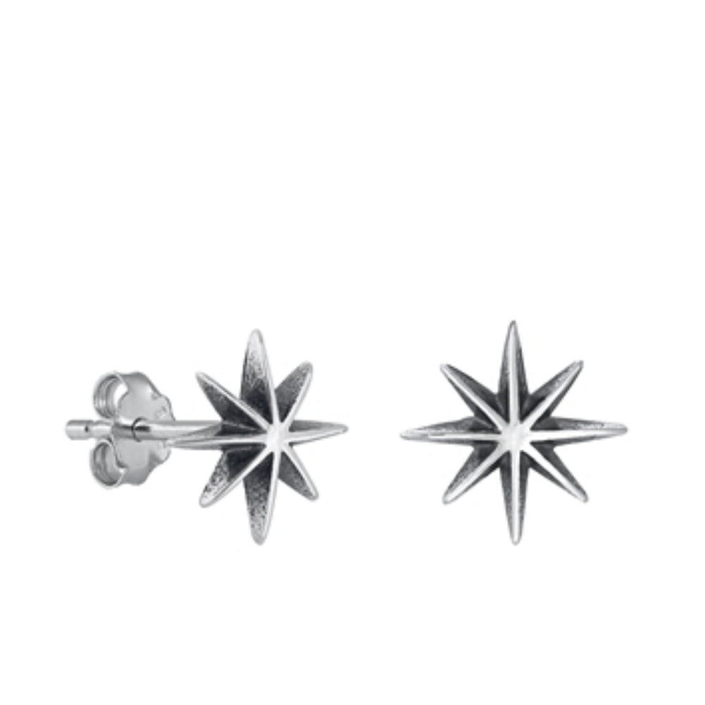 Silver starburst stud earrings