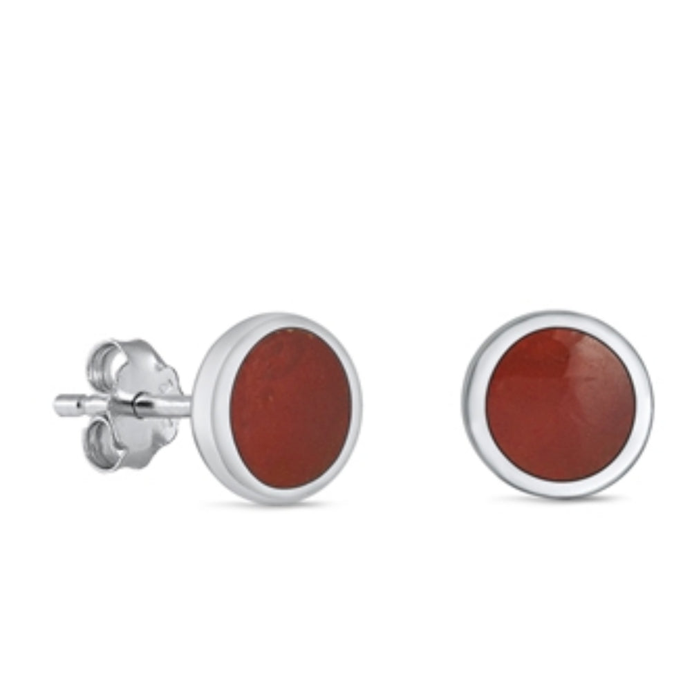 Red agate stud earrings