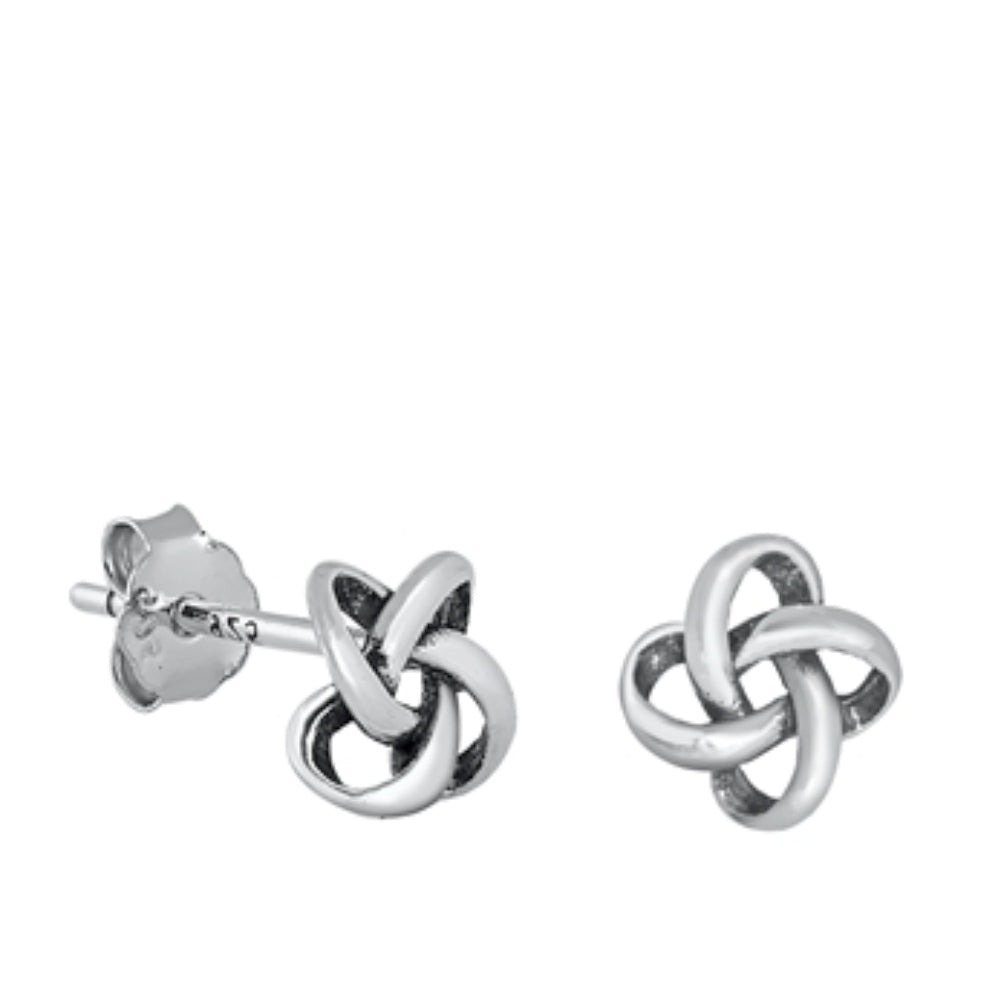 Silver infinity knot stud earrings