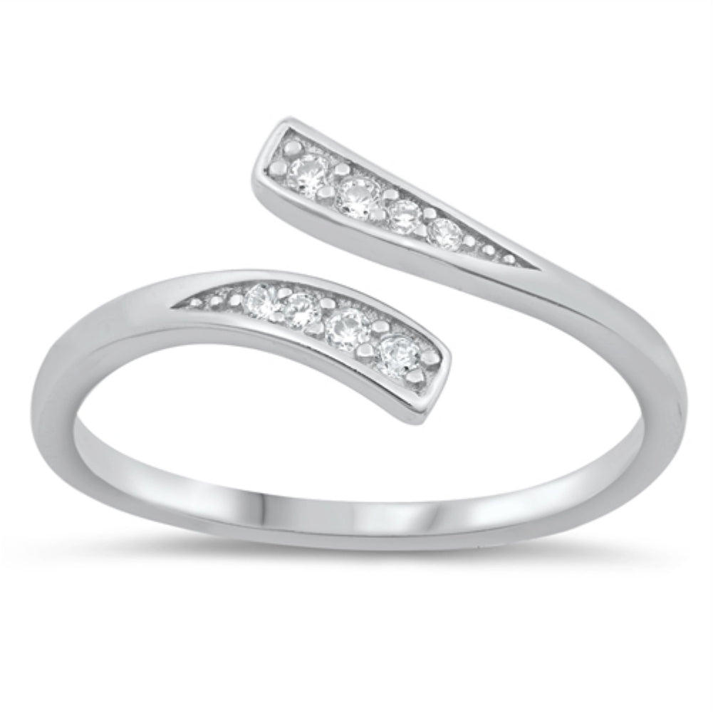 Silver CZ Bypass Wrap Ring