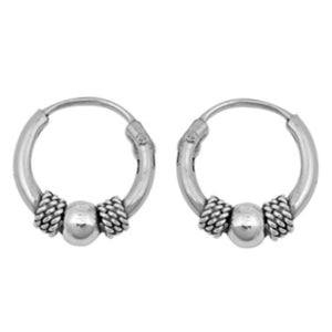 Ball and rope small continuous hoops earrings