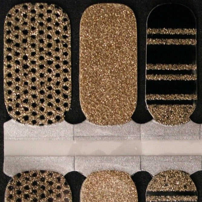 Gold and black nail polish wraps strips