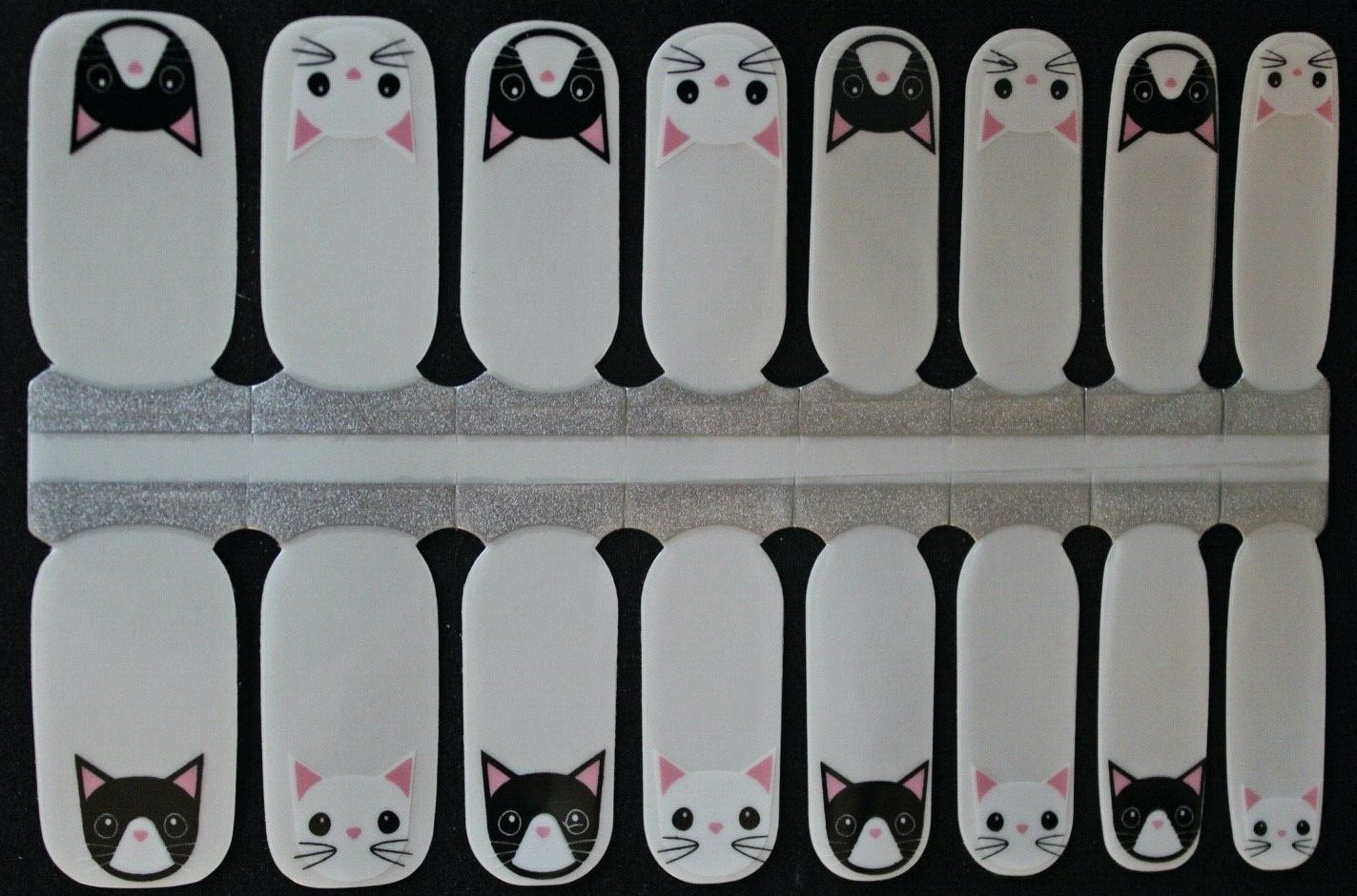 Cute cats negative space nail polish wraps strips stickers