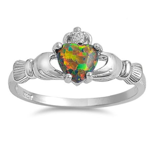 Black opal heart ring