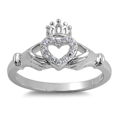 .925 Sterling Silver Irish Claddagh Ring Size 5-9 by Blades and Bling