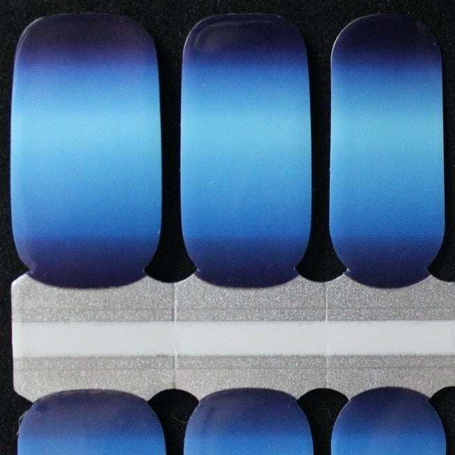 Shades of Blue Ombre Manicure Nail Polish Wraps Strips For Ladies and Girls