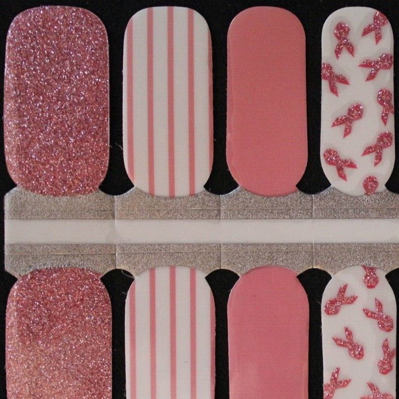 Breast cancer ribbons nail polish wraps