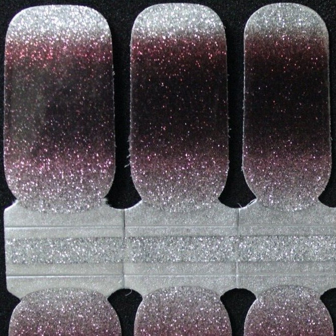 Brown and Silver Glitter Ombre Nail Polish Wraps Stickers