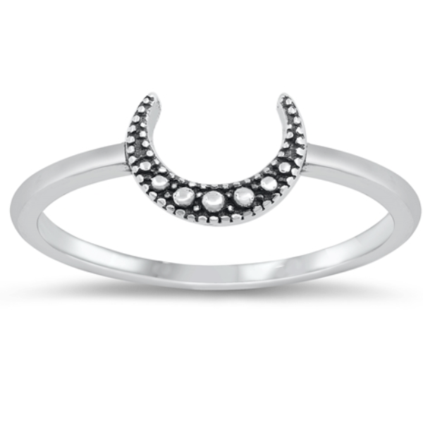 Womens and girls silver moon ring