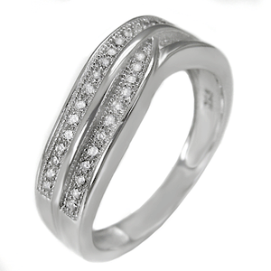 Sterling Silver Round Cut CZ Modern Wedding Band Size 4-10 by Blades and Bling Sterling Silver Jewelry