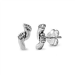 Sterling Silver Feet Stud Earrings - Blades and Bling Sterling Silver Jewelry