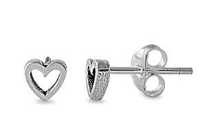 Sterling Silver Open Heart Stud Earrings - Blades and Bling Sterling Silver Jewelry