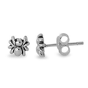 Tiny silver spider earrings