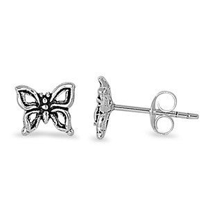 Sterling Silver Cute Butterfly Stud Earrings - Blades and Bling Sterling Silver Jewelry