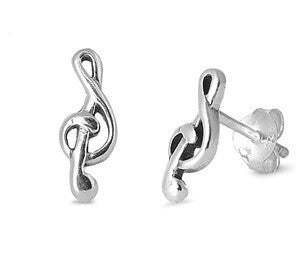 Sterling Silver Music Note Stud Earrings - Blades and Bling Sterling Silver Jewelry