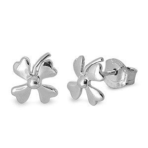 Sterling Silver Four Leaf Clover Irish Stud Earrings - Blades and Bling Sterling Silver Jewelry