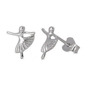 Sterling Silver Ballerina Stud Earrings - Blades and Bling Sterling Silver Jewelry