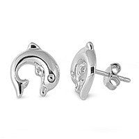 Sterling Silver Dolphin Stud Earrings