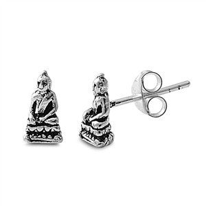 Sterling Silver Buddha Stud Earrings - Blades and Bling Sterling Silver Jewelry