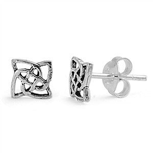 Sterling Silver Square Celtic Studs Earrings - Blades and Bling Sterling Silver Jewelry