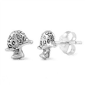 Sterling Silver Mushroom Stud Earrings - Blades and Bling Sterling Silver Jewelry