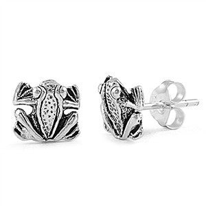 Sterling Silver Frog Stud Earrings - Blades and Bling Sterling Silver Jewelry