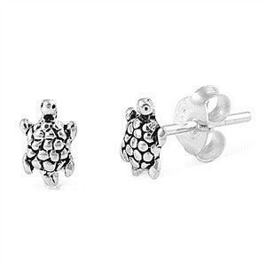 Sterling Silver Cute Turtle Stud Earrings - Blades and Bling Sterling Silver Jewelry