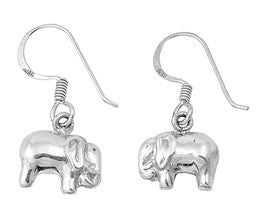 Sterling Silver Elephant French Hook Dangle Earrings