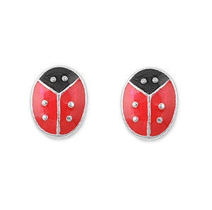 Sterling Silver Cute Lady Bug Stud Earrings - Blades and Bling Sterling Silver Jewelry