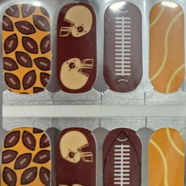 Footballs and helmets nail polish wraps strips stickers