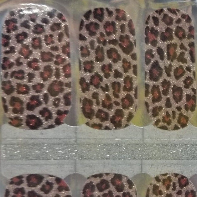 Cheetah glitter nail polish wraps strips