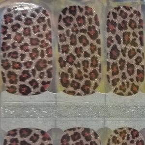 Cheetah glitter nail polish wraps strips