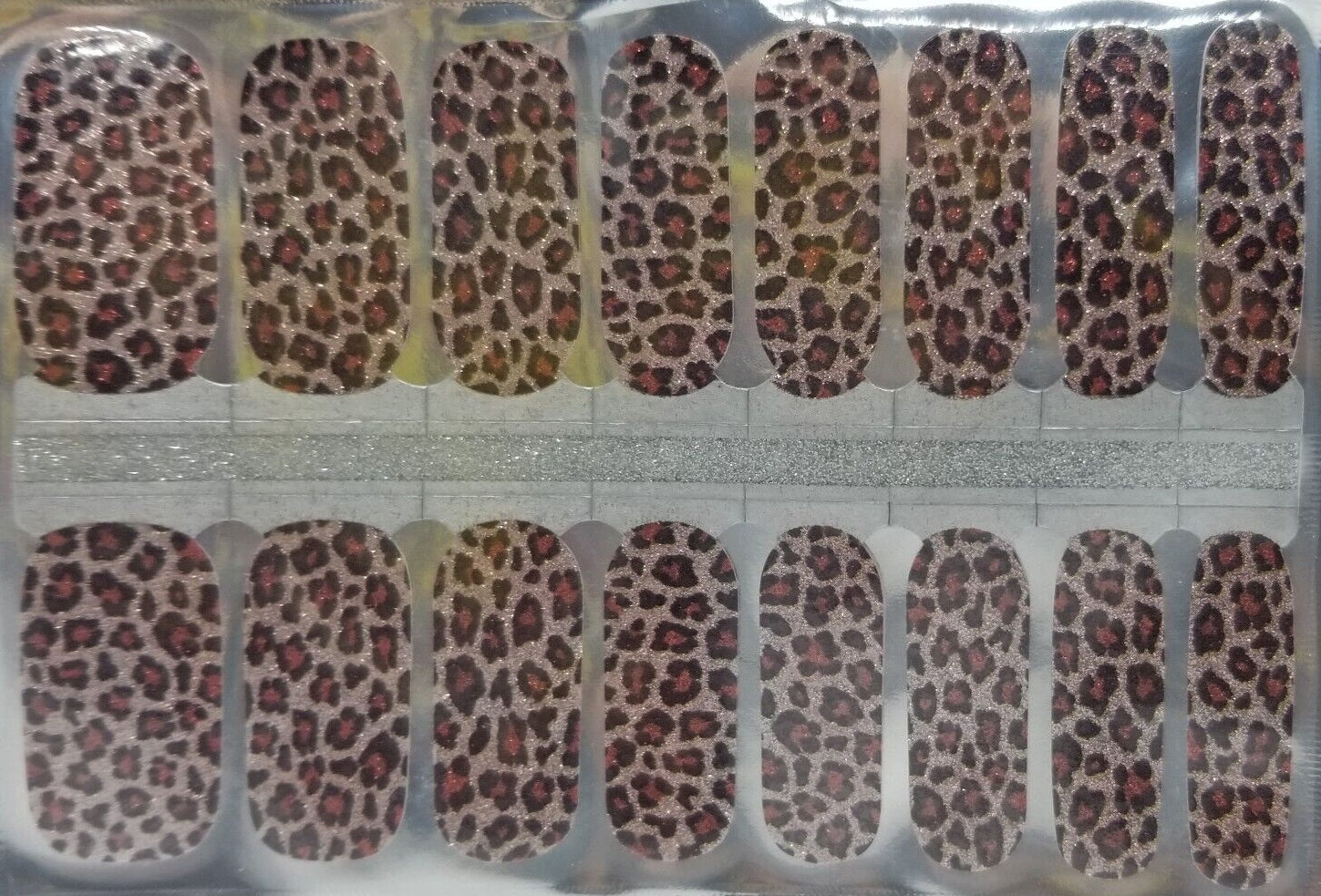Leopard glitter nail wraps strips stickers