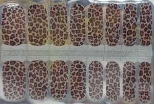 Leopard glitter nail wraps strips stickers